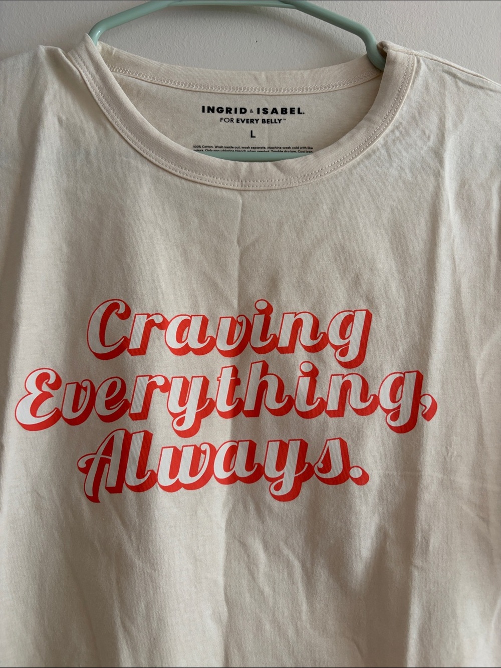 Ingrid & Isabel Cream Short-Sleeve Tee with Red Script